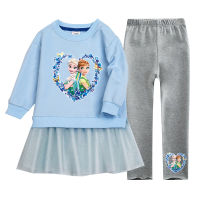 Fall Anna Princess Long Sweatshirt&amp;pants Two Piece Outfits Kids Clothes Fashion Korean Teenagers Girls Clothing Set