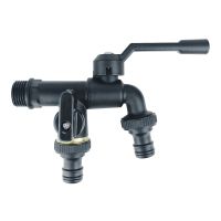 Black Brass Garden Hose Faucet Outdoor Anti-Freeze Bibcocks with Dual Outlet for Washing Machine 1/2 Inch Outdoor Faucet  Garden