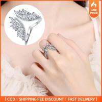 GOOD MOOD BEAUTY 1pc Bracelet or2pcs Ring เครื่องประดับอัญมณีอัญมณี ชุดแหวนกำไลข้อมือ รูปร่างปีก สีขาวขาว สร้อยข้อมือคริสตัลหยดน้ำเพทาย แฟชั่นสำหรับผู้หญิง ดีไซน์ปีกนางฟ้า กำไลข้อมือกำไลข้อมือ สำหรับผู้หญิง