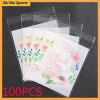 SHIRUI 100PCS กาวในตัว งานสังสรรค์ ขอขอบคุณ เบเกอรี่ บิสกิต เครื่องมือทำขนม กระเป๋าขนม อุปกรณ์ห่อ ถุงบรรจุภัณฑ์ ถุงคุกกี้