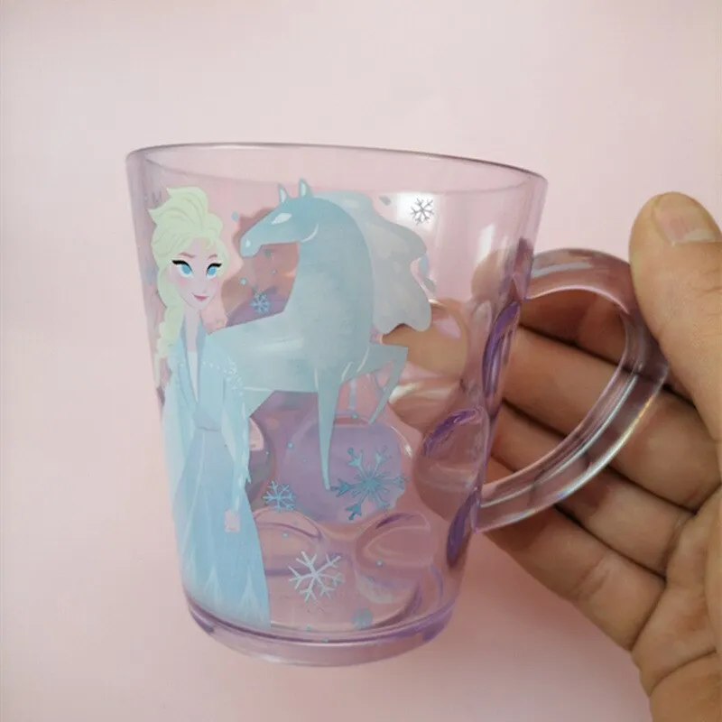 Disney Princess Cups Frozen 2 Elsa Mickey Mouse Milk Cup AS Crystal Cup  Kids Toothglass Cartoon Pixar Mermaid Minnie Mouse Cup