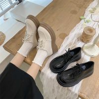 ☇ Sponge cake thick bottom big head small leather shoes women 2023 new spring all-match lace-up students British style retro jk single shoes