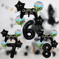 6pcs Gamepad Game Controller Gaming Foil Balloon Birthday Party Decorations kids Boy Number Balloons Black Digital Balloon Balloons