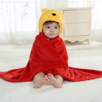 Winnie Bear Animal Cosplay Hooded Baby Infant Girl Boy Flannel Bath Towel Wrap Bathrobe Cute Cartoon Pajama Sleepwear