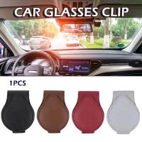 1pc Multicolor Car Mounted PU Leather Glasses Holder Magnet Suction Sunglasses Ticket Hanger Clip Accessory Eyewear case