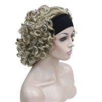 StrongBeauty Short Curly Black Synthetic HEADBAND Wig for Women Gift ของขวัญ