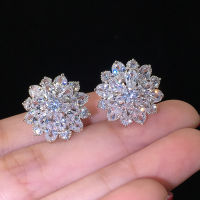 เครื่องประดับแฟชั่นสตรี S925เงินหรูหรา Rhinestones เกล็ดหิมะหูกระดุมต่างหูของขวัญ