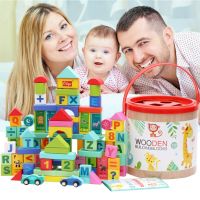 [COD] Factory direct wooden bucket pieces of numbers and letters building blocks to send jigsaw puzzle environmental protection early education educational toys