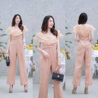 Dee-ya shop เสื้อผ้าแฟชั่น Jumpsuit สีครีม พร้อมส่ง