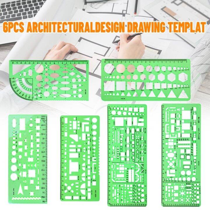 EYVS8xOp 6pcs school supplies Ruler triangle ruler set architecture template ruler set for