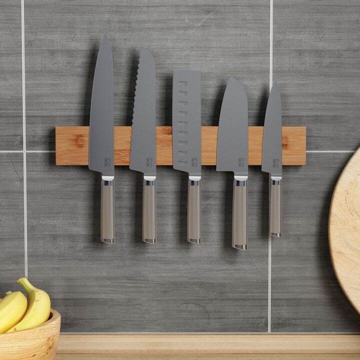Powerful Wooden Strip Knife Holder Wall Mount For Metal Knifes