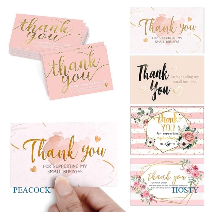 peacock-การ์ดฟอยล์-thank-you-ลายดอกไม้-สีชมพู-สีทอง-สําหรับตกแต่งบรรจุภัณฑ์-30-ชิ้น-ต่อแพ็ค