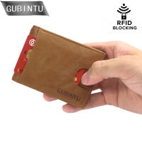 GUBINRU RFID Blocking Bifold Mens Wallets Slim Genuine Leather Thin Minimalist Front Pocket Wallets for Men Money Clip Purse