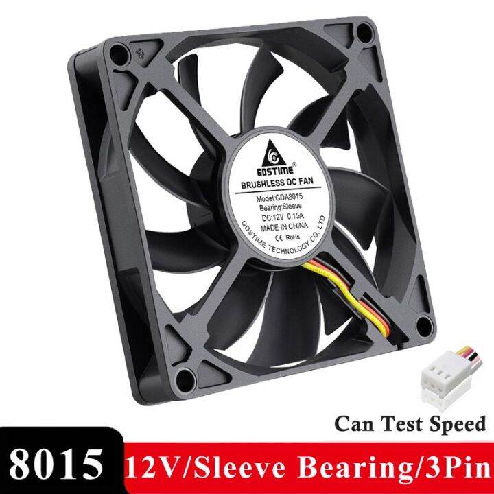 2 Pieces Gdstime 80mm 80 X 80 X 15mm 3pin 12v Pc Case Brushless Motor Dc Cooling Fan 80mm X 15mm