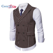 Cozy Up Men Suit Vest Classic Business Striped Single Breasted Sleeveless