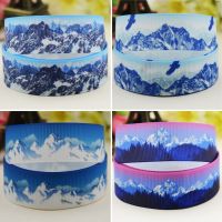 22mm 25mm 38mm 75mm Snow Mountain Cartoon printed Grosgrain Ribbon party decoration 10 Yards Fishing Reels