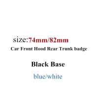 ฝากระโปรงหน้าหลังฐานดำสีน้ำเงิน/ขาว82มม. 74มม. สำหรับ E46 E30 E39 E34 E60 E36 E38 M3สติกเกอร์ M6 M5