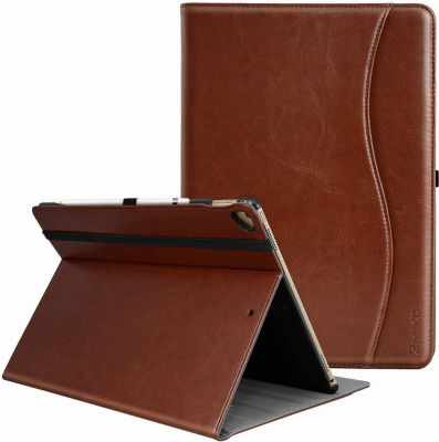 ZtotopCase Ztotop Case for iPad Pro 12.9 Inch 2017/2015 (Old Model,1st &amp; 2nd Gen), Premium Leather Business Folding Stand Folio Cover with Auto Wake/Sleep and Document Card Slots, Multiple Viewing Angles, Brown