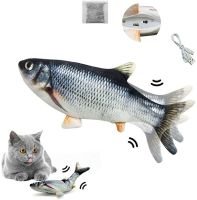 3D Soft Skin Fish Cat เครื่องชาร์จ USB ของเล่นไฟฟ้าแบบโต้ตอบจำลองตุ๊กตาสมจริงแกว่งปลาแมวมินต์เกมเคี้ยวในร่ม