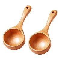 Bath Salt Scoop Wooden Ladle Spoon for Canisters Flour Scoop Ladles for Cooking 2PCS