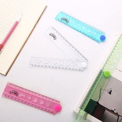 ☢✶ 30cm Korean Flexible Folding Ruler Multifunction Plastic Drawing Rulers Office S