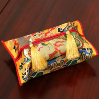 Chinese Kirin Crane Tissue Paper Box Cover Napkin Holder Table Luxury Thick Silk Satin Portable Pocket Case Home Decoration