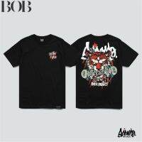 BOB Just Say Bad  ® เสื้อยืดลาย แนวสตรีท  รุ่น เสือ-คาบ-สเก็ต ดำ  ( ลิขสิทธิ์แท้ ) แขนสั้น เสื้อยืดชาย  TS