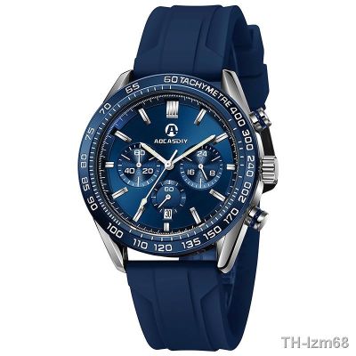 ⌚ นาฬิกา 2023 blue silica gel three needle men quartz watch sports fashion wrist watch personality