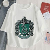 เสื้อยืดผ้าฝ้ายSlytherin เสื้อยืดผู้หญิงแฟชั่นสั้นแขนเสื้อ Harajuku ความงามสีขาว Tshirt ฤดูร้อน2022 Fashin Y2k หญิง T เสื้อ