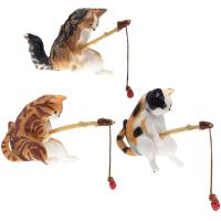 Miniature Cat Fishing Mini Cat Statue Decor Cat Fishing Toys Flexible Cat Staues Resin Art Sculpture Vivid Shape Cat Fishing Decor DIY Aquarium Cat Figurines for Aquarium impart