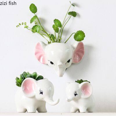 Elephant Wall-mounted Flower Pot Ceramic Flowerpot Succulent Basin Gardening Supplies Vase Plant Pot Garden Pots Planters Crafts