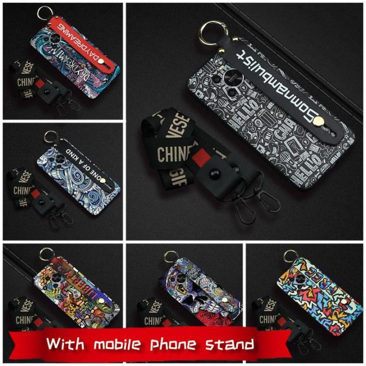 cover-dirt-resistant-phone-case-for-huawei-honor-x9-4g-back-cover-phone-holder-anti-knock-tpu-graffiti-wristband-cute