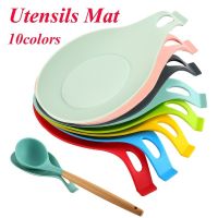 1pc Food Grade Silicone Spoon Insulation Mat Heat Resistant Placemat Tray Spoon Pad Drink Glass Coaster Hot Sale Kitchen Accessories