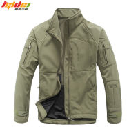 Mens Army Camouflage Military Windcheater Tactical Jacket Hunt Sharkskin Softshell Standcollar Windproof Outerwear Fleece Coats