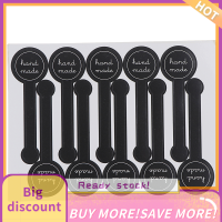 ?【Lowest price】Qearl 50pcs "Hand made" สติกเกอร์ปิดผนึกสีดำป้ายสติกเกอร์สติกเกอร์ DIY ของขวัญสติกเกอร์