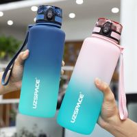 HOT14★ 1500Ml ขวดน้ำกีฬาที่มีเครื่องหมายเวลาขนาดใหญ่ความจุแบบพกพา Leak-Proof Outdoor Travel เครื่องดื่มถ้วยพลาสติก BPA ฟรี