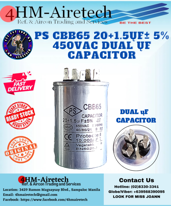 Condensateur Permanent (run) CBB65-A 100µF 450VAC - Pour Climatiseur, Moteur D'appareil électroménager