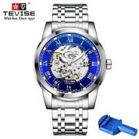 ZZOOI Automatic Watch Man TEVISE T9005D Blue Face Luminous Hands Mechanical Watch Waterproof Watches Mens 2020 Dropshipping Box Tool