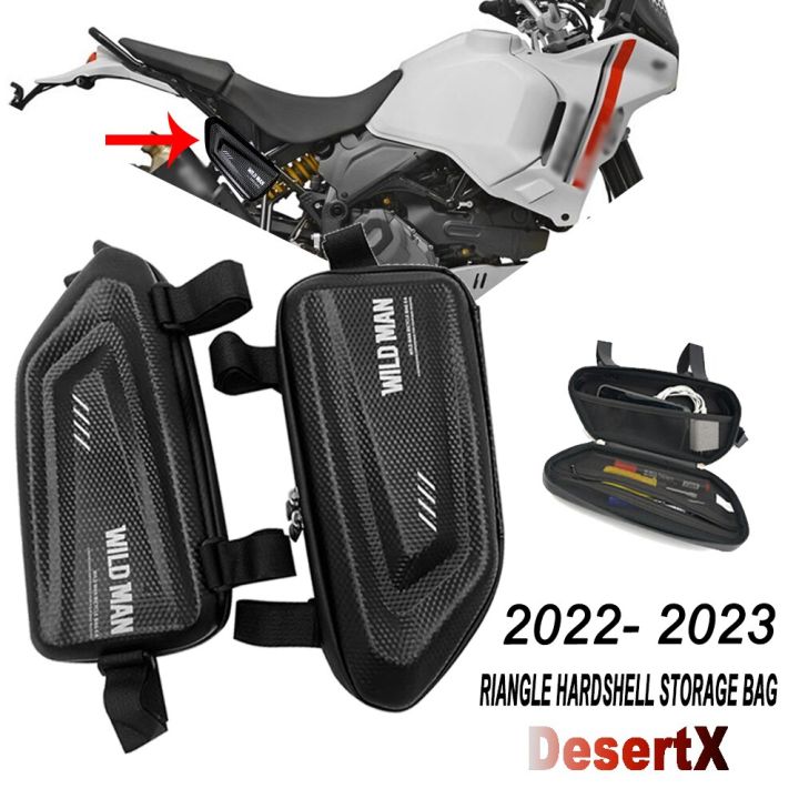 ถุงข้างสำหรับรถจักรยานยนต์รถจักรยานยนต์ดัดแปลง2022-2023-ถุงด้านข้างกันน้ำถุงเปลือกแข็งสามเหลี่ยมสำหรับ-ducati-desertx-desertx-desertx-desertx-ทะเลทราย