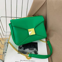 【 Cw】fashion Chains Tofu Bag For Women PU Leather Small Square Bag Trendy New Flap Shoulder Messenger Bag Fashion Ladies Purse
