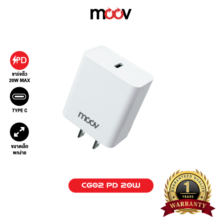 เหลือ-164บ-คูปองใต้สินค้า-moov-cg02-turbo-20w-หัวชาร์จเร็ว-pd-fast-charger-quick-charge-1-พอร์ต-type-c-adapter-หัวชาร์จ-typ-c-ชาร์จเร็ว-อแดปเตอร์-อะแดปเตอร์