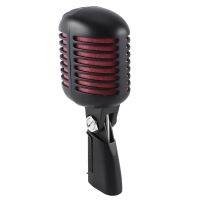 1 Piece Professional Classic Retro Dynamic Vocal Microphone Black &amp; Red Metal For Live Performance Karaoke