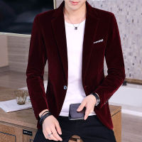 Golden Velvet Blazers แจ็คเก็ตผู้ชาย Slim Fit Casual ชุดแจ็คเก็ตผู้ชายงานแต่งงานเจ้าบ่าว Singer เครื่องแต่งกาย Slim Blazer สวมใส่อย่างเป็นทางการชุด5