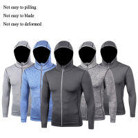 Men Running Jackets Fitness Sports Coat Hooded Tight Hoodie Gym Soccer Training Run Jogging Sportswear Reflective Zipper Jersey