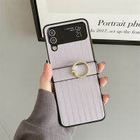 เคสโทรศัพท์แบบ3 In 1พับได้สำหรับ Samsung Galaxy Z Flip 4 Z Flip3 3 Z Z Flip4หรูหราลายกากเพชรลายทางฝาหลังหนังเคสมือถือกันกระแทก3-In-1พร้อมแหวนขายึดแบบรัดฟังก์ชั่นสำหรับทุกเพศ