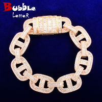 Baguette Zirconia Cuban celet Chain Mens Trendy Cool Hip Hop Link Copper Bling Rock Jewelry 18mm