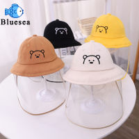 Topi Bucket ป้องกันเด็กพร้อมแผ่นปิดหน้าแบบถอดได้ปีกกว้างหมวกชาวประมงกันแดดระบายอากาศได้