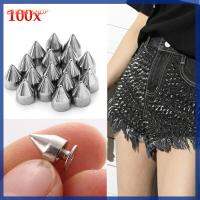 CAYCXT SHOP 100pcs/set 9.5mm เงิน เสื้อผ้า เย็น หมุดย้ำ กรวยกระดุม Spikes Screwback สไตล์พังก์