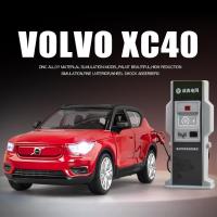 1:32 VOLVO XC40 SUV Alloy New Energy Car Model Diecast Metal Toy Charging Vehicle Car Model Simulation Sound and Light Kids Gift Screw Nut Drivers