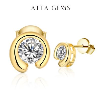 Attagems 925 Sterling Silver Stud Earrings Women 0.5ct Moissanite Diamond Round Cut Fire Gemstone Wedding Fine JewelryTH